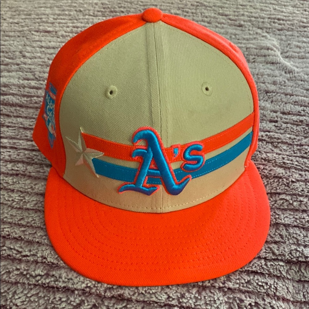 Orange and Beige Baseball Cap